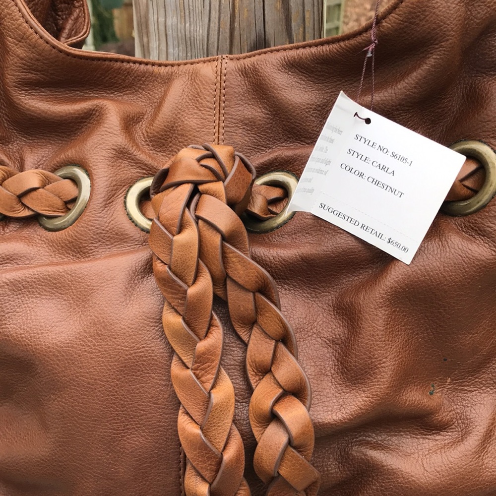 Kooba chestnut brown leather bag w refine details NWT large hobo shoulder bag - Picture 2 of 12